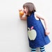 Big apple girls reversible organic print denim dress