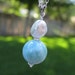 Natural Caribbean Blue Larimar and Freshwater Keishi Pearl Necklace Pendant Jewelry
