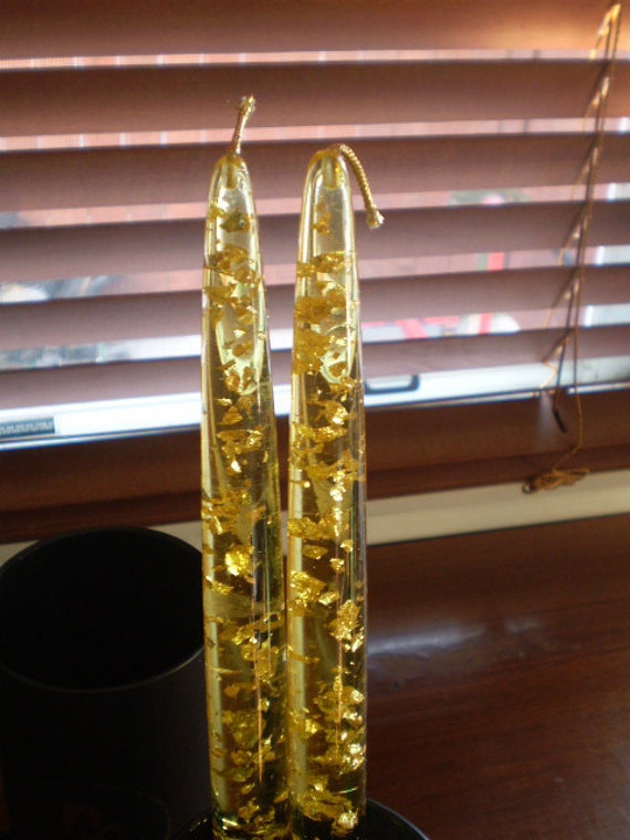 Vintage Gold glitter flecked lucite candle by RelicsVintageUK