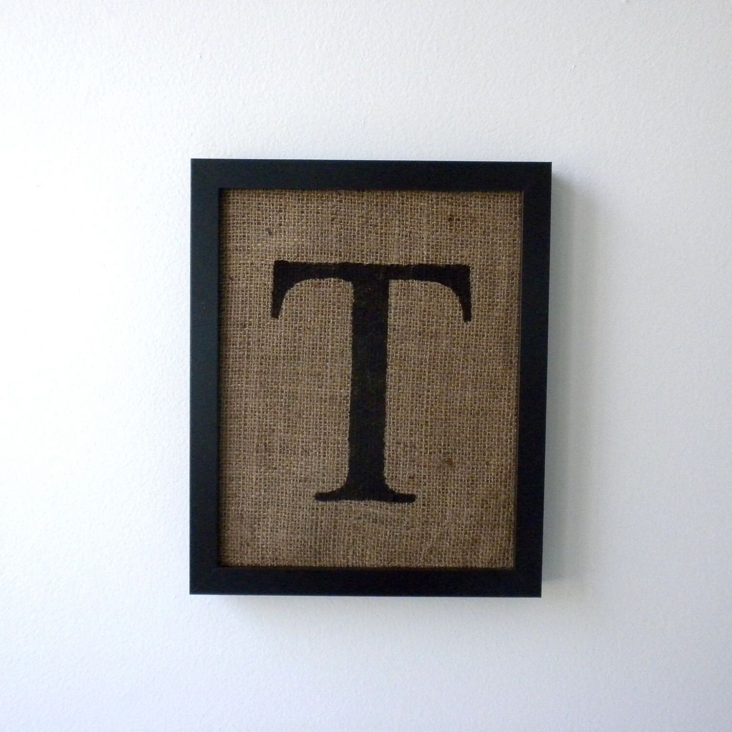 Letter T burlap wall decor alphabet art monogram