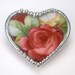 Broken China Jewelry Beautiful Wine Red Rose Heart Pin Brooch By Charmedware