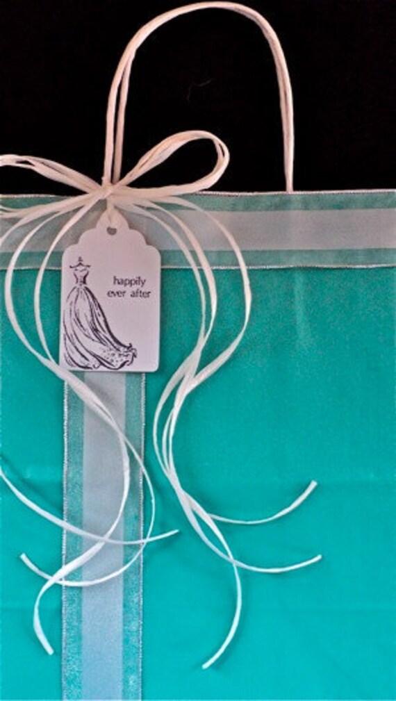 Items similar to Handmade Wedding Gift Bag in Tiffany Blue on Etsy