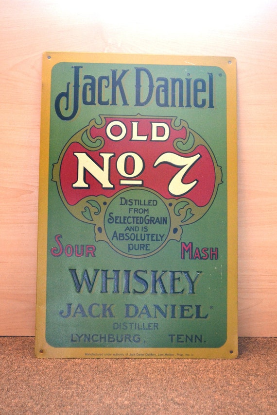 Vintage Jack Daniel Old No. 7 Tin Sign by mikesantiquegarage