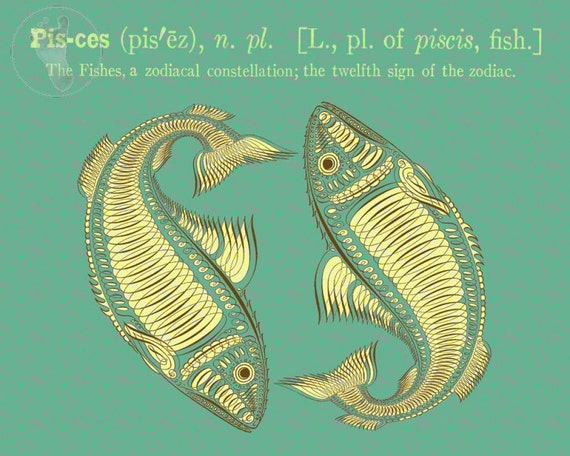 Pisces The Fishes 12th Sign of the Zodiac. Dictionary by SGPrints