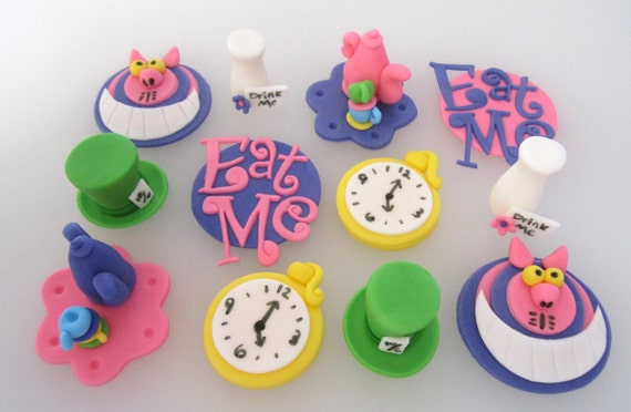 Wonderland Cupcake or Cookie Toppers - 1 dozen Il_570xn