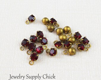 Siam crystal 4mm drop (x12)