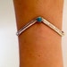 Sterling Silver Petite Chevron Point Turquoise Handcrafted V Shaped Style Southwestern Native American Cuff Signed JG