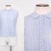 Pin Stripe Peter Pan Collar Sleeveless Blouse Top Size Medium Large 1960s Vintage