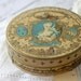 Antique French Candy Tin - Turquoise, Gold and Brown - circa 1900's - RARE