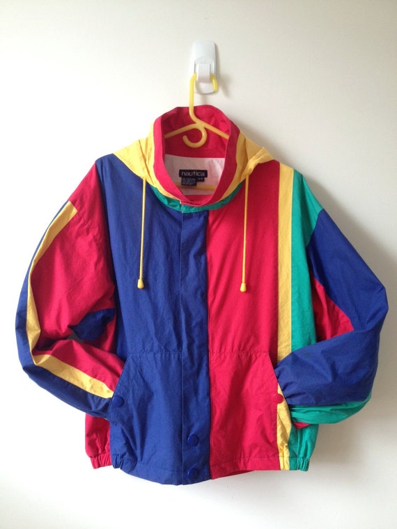 vintage 80s 90s nautica color block jacket with hood m l xl