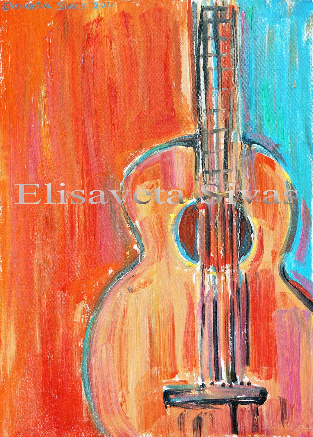 Original oil painting GUITAR guitar paintings modern