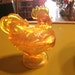 Rooster carvinal amber glass dish mini