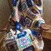 Traditional Granny Square Afghan in Fun Colors with a Tan Border