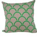 Cushion cover Arches design. Fluro green design on beige sand Linen/Cotton 42cm x 42cm