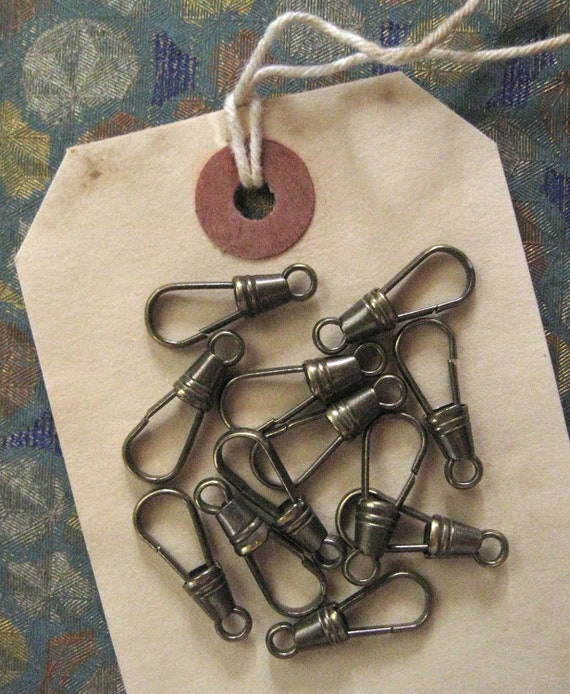 Vintage Brass Lanyard Hooks Clasps 7/8 inch long 12