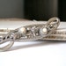 Retro Silver Brooch, White pearls and silver tone metal Brooch