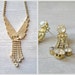 Antique Bridal set, Rhinestones Pendant Necklace and earrings, yellow shade Listed by MeshumaMaSH on Etsy