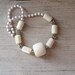 Mid century White Chunky Necklace, Vintage 70s necklace, Retro jewelry, Mad men