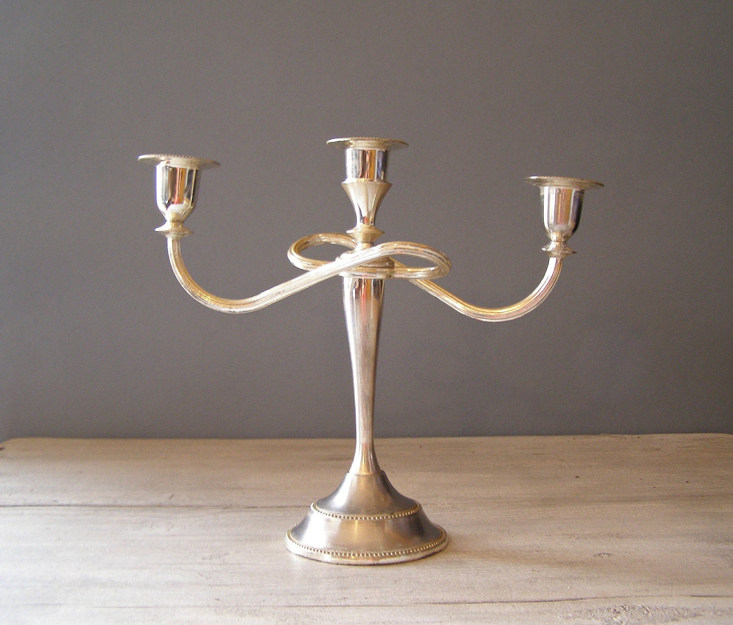 Silver plated Candelabra Vintage Shabby chic by MeshuMaSH on Etsy