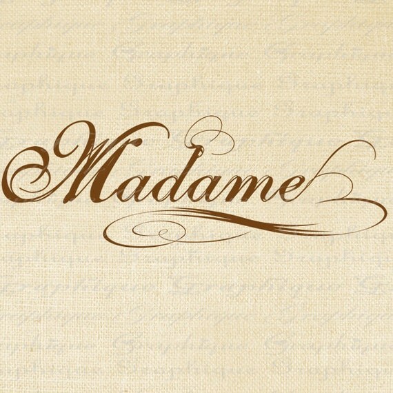 Items similar to MADAME French Text MRS Word Calligraphy Digital Image