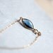 My Tiny Love 14k gold fill chain Bracelet with Blue transparent glass bead in 12k bezel