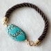 Turquoise and Brown Cord Bracelet by pardes israel
