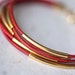 Coral Leather Bracelet with 6 Golden tubes by pardes israel