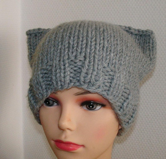 Items similar to Cat Ears Hat Cat Beanie Chunky Knit Winter Accessories ...