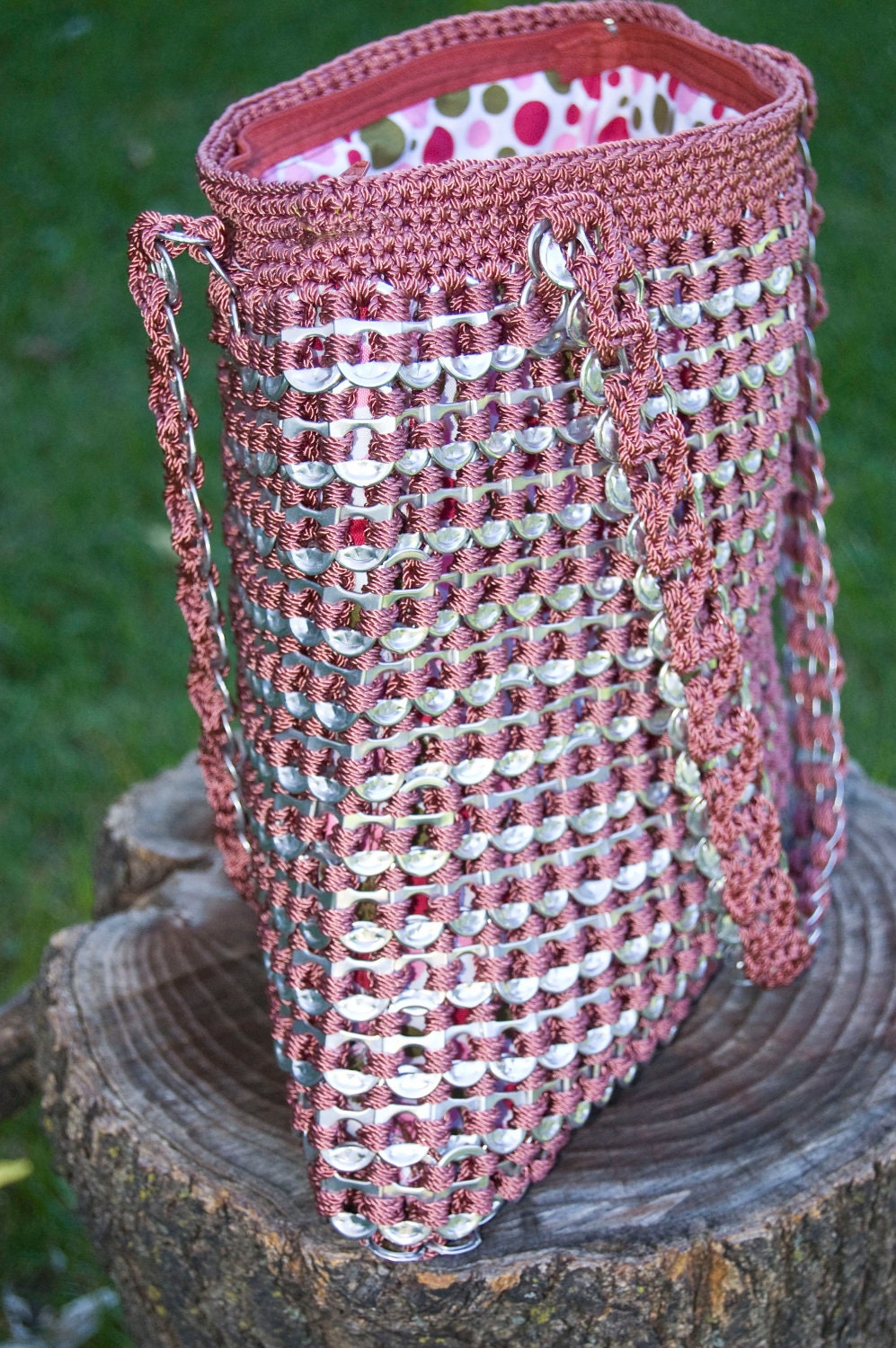 Upcycled Mauve Crochet Pop Tab Purse