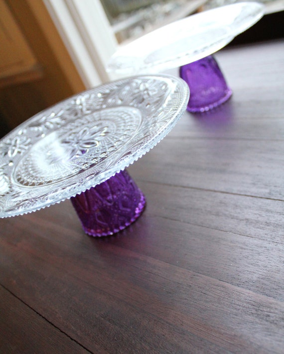 Cake Stand / Purple Cake Stand Pedestal / Cupcake Stand