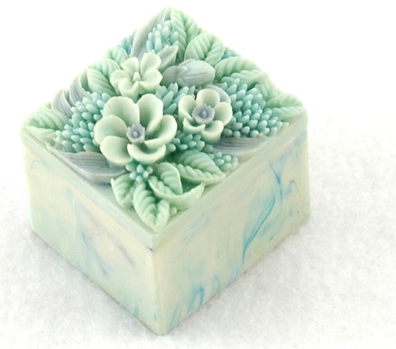 vintage light blue/green soapstone trinket box by FindingBrooke