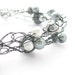 Crochet Wire Beaded Necklace, Gray and White