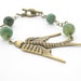 Bird Fashion Bracelet, Brass Chain & Moss Agate, Nature Inspired Jewelry
