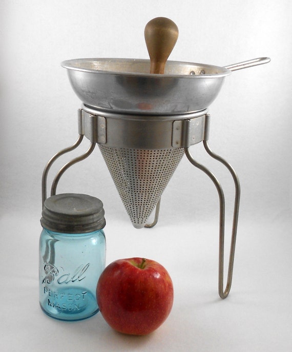 Wear Ever Strainer Chinois Set Stand Wood Pestle Canning