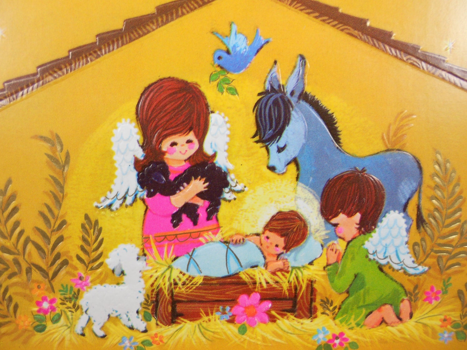 1970s Christmas Cards Retro Nativity Unused Set 6
