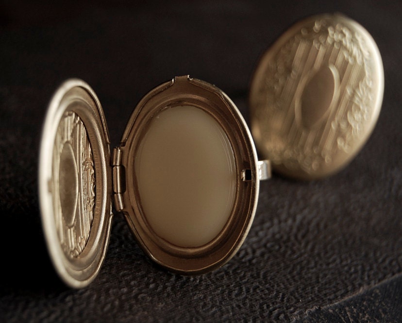 Solid Perfume Locket Ring Victorian Brass Choose Your