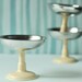 RESERVED Vintage Ice Cream Dishes, Three Dessert Dishes, silver, ivory colors, Soviet Era
