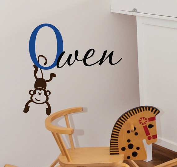 Personalized Childrens Decor Name Wall Decal Monkey Wall