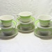 Vintage Swirled Lime Green Chrome Syracuse China Teacups and Saucers Gift for Him Her Mid Century Modern Tea Party
