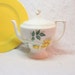 Yellow Rose Tea Pot Yellow Rose of Texas Coffee Pot China White Green Vintage Home Decor Serving