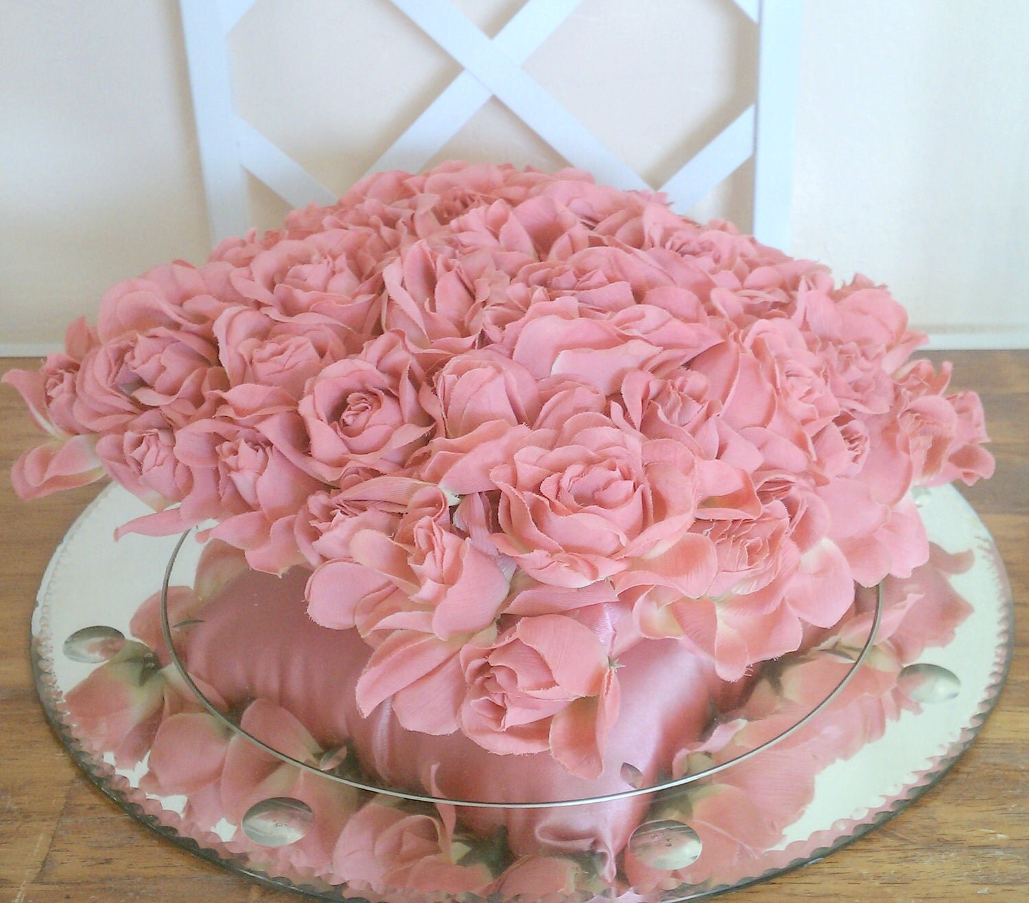 Vintage Pink Rose Petal Accent Pillow Shabby Chic Cottage Chic