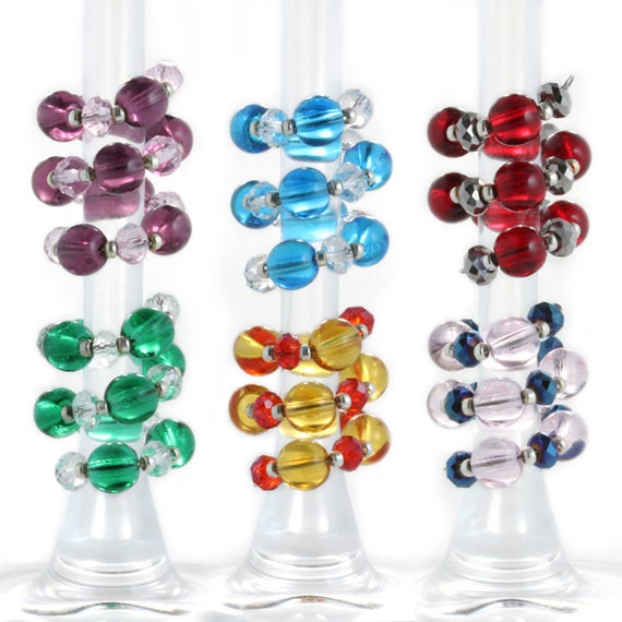 Items similar to Set of 6 Unique Wine Glass Markers on Etsy