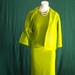 3 Pc Suite 1960's Chartreuse with Floral Appliques