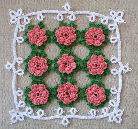 Tatting Rose Doily - home decor - gift for Her - Housewares
