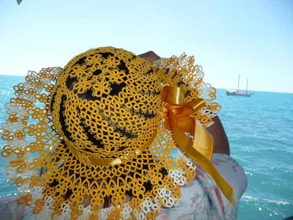 Yellow hat - Summer hat tatting Marine - Gift for Her - free shipping