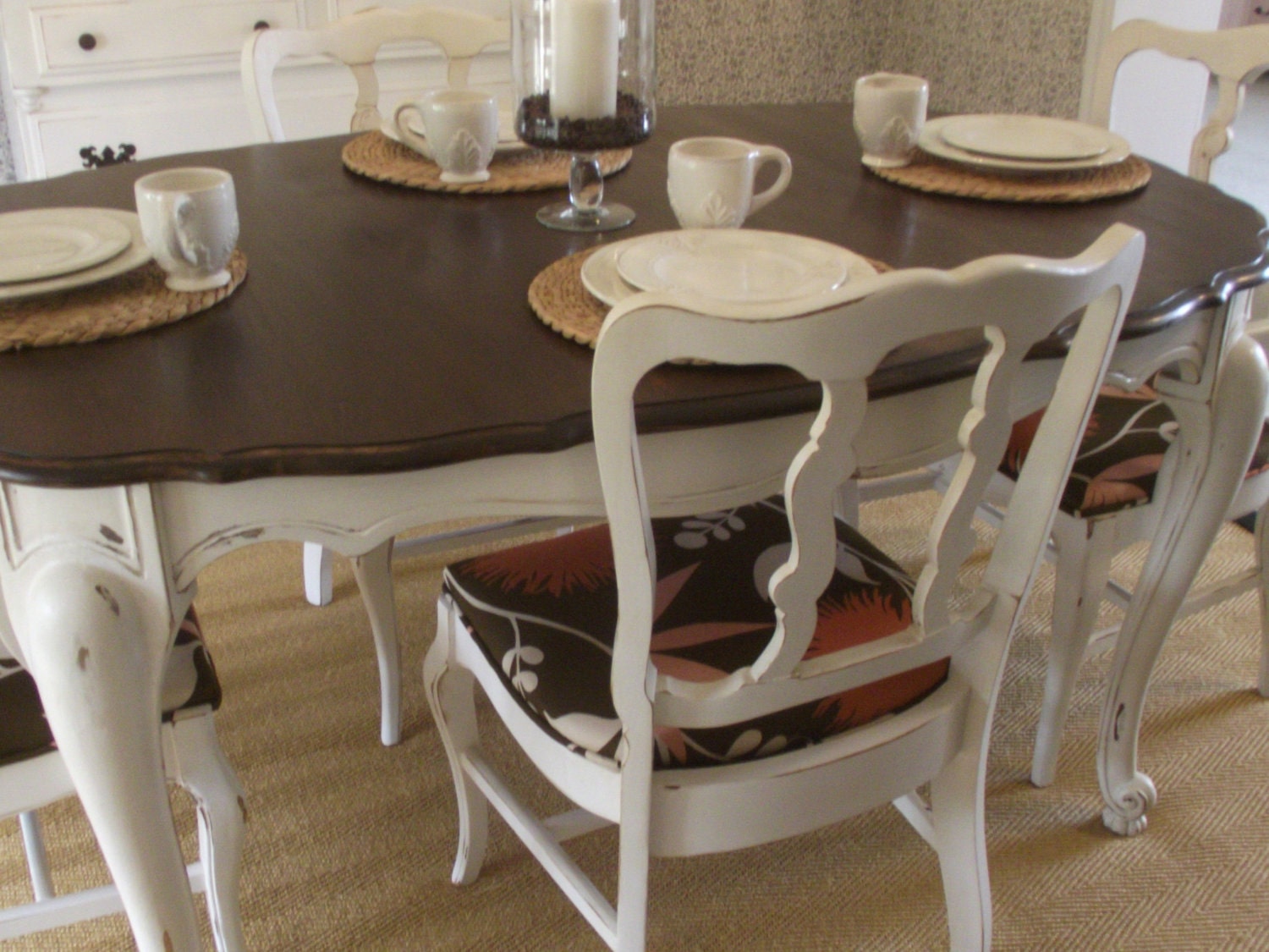 Vintage French Provincial Dining Room Table and Chairs