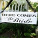 Wedding Sign .. Here Comes the Bride AND Happily Ever After double sided elegant wedding ceremony decoration hanging wood sign
