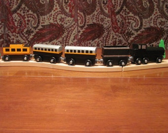 Handmade Wooden Toy Train-4 Car Santa Fe Passenger by JLKOriginals