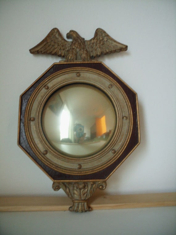 Vintage Syroco Wood Eagle Convex Mirror