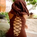 Nienna Hood Dress With Open Back In Brown, hippie dress, gypsy, sexy, elf, elven, elvish, fairy, Bohemian Princess
